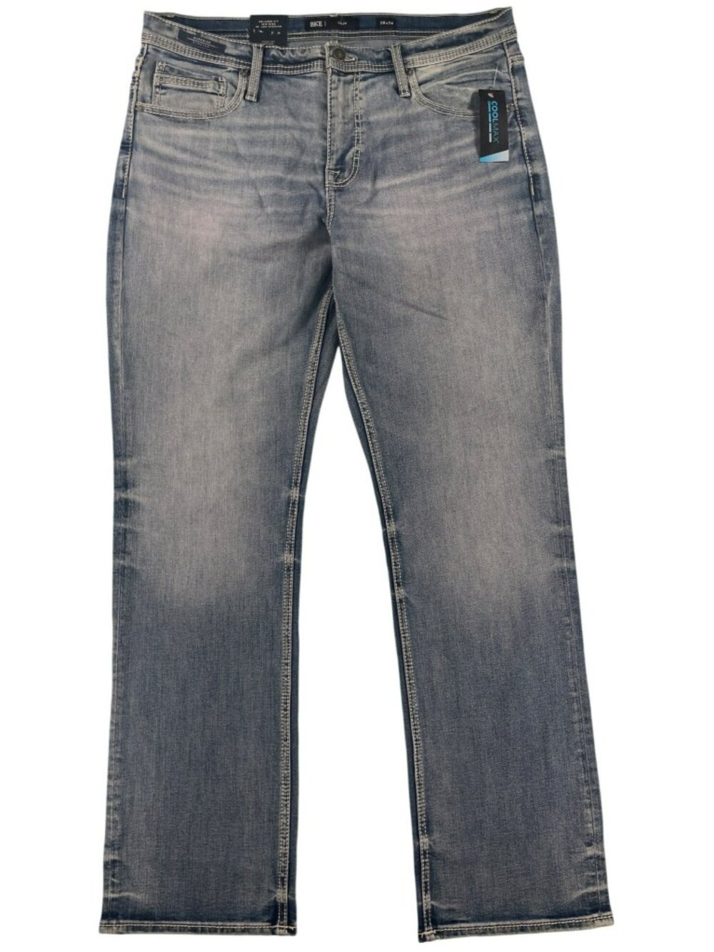 BKE Tyler Coolmax Stretch Straight Jeans Light Wash Denim Men's Size 38x34 NEW
